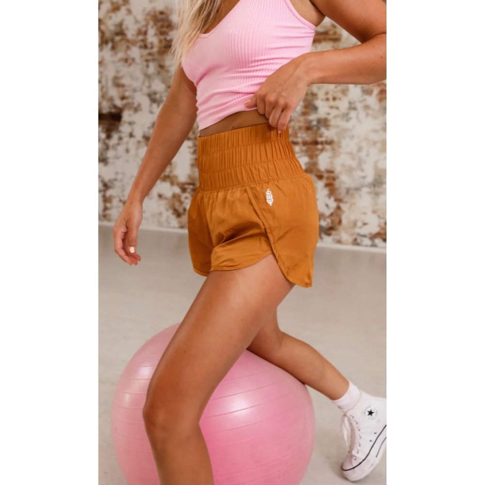 FP Movement by Free People High Waist Shorts in Tan